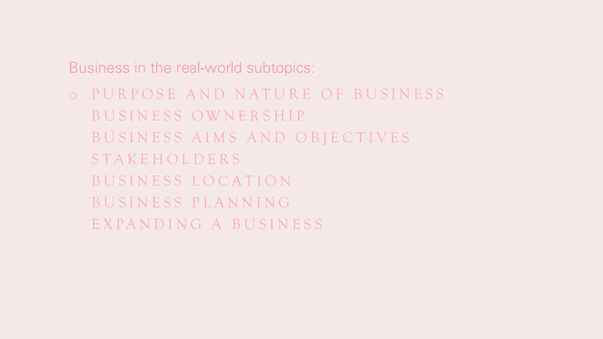 ## BUSINESS STUDIES

*Revision* ## BUSINESS IN THE
## REAL WORLD
Paper 1 & paper 2 Business in the real-world subtopics:
- PURPOSE AND NATUR