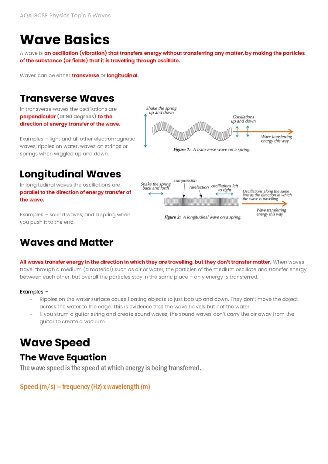 GCSE AQA Physics Waves Revision Notes PDF, Questions and Answers