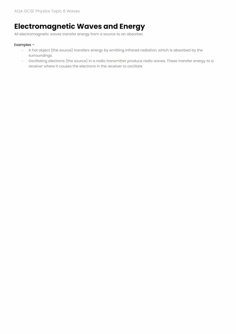 AQA GCSE Physics Topic 6 Waves
Wave Basics
A wave is an oscillation (vibration) that transfers energy without transferring any matter, by ma