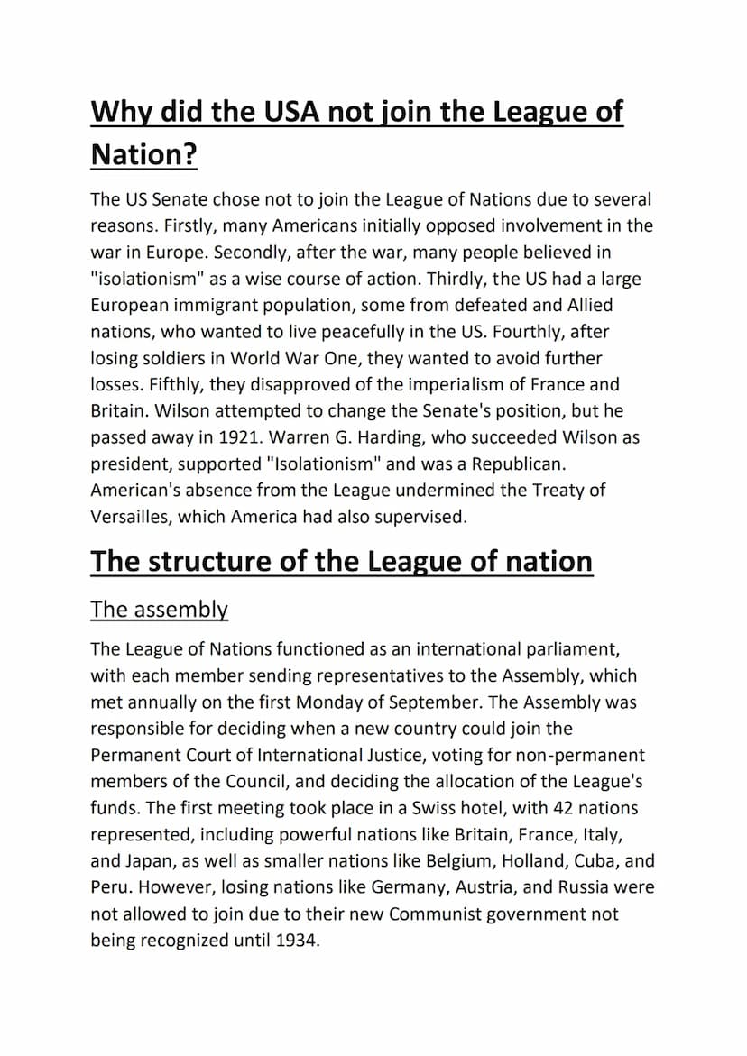 Conflict and Tension - part 2
League of Nation
Woodrow Wilson had the idea of a "World Parliament" to
promote world peace by encouraging dis