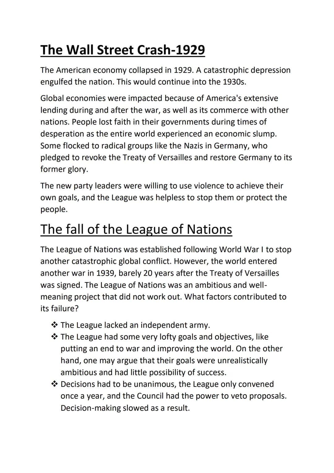 Conflict and Tension - part 2
League of Nation
Woodrow Wilson had the idea of a "World Parliament" to
promote world peace by encouraging dis