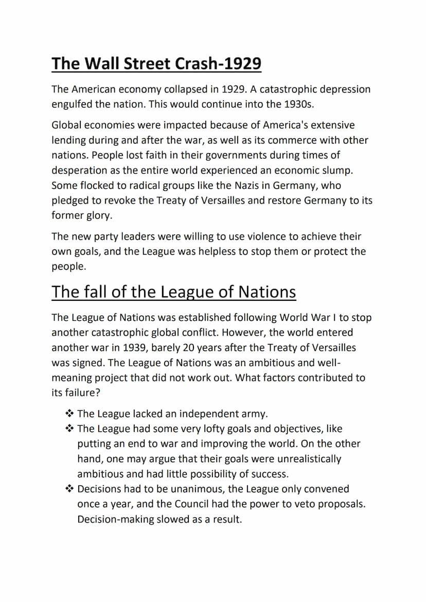 Conflict and Tension - part 2
League of Nation
Woodrow Wilson had the idea of a "World Parliament" to
promote world peace by encouraging dis
