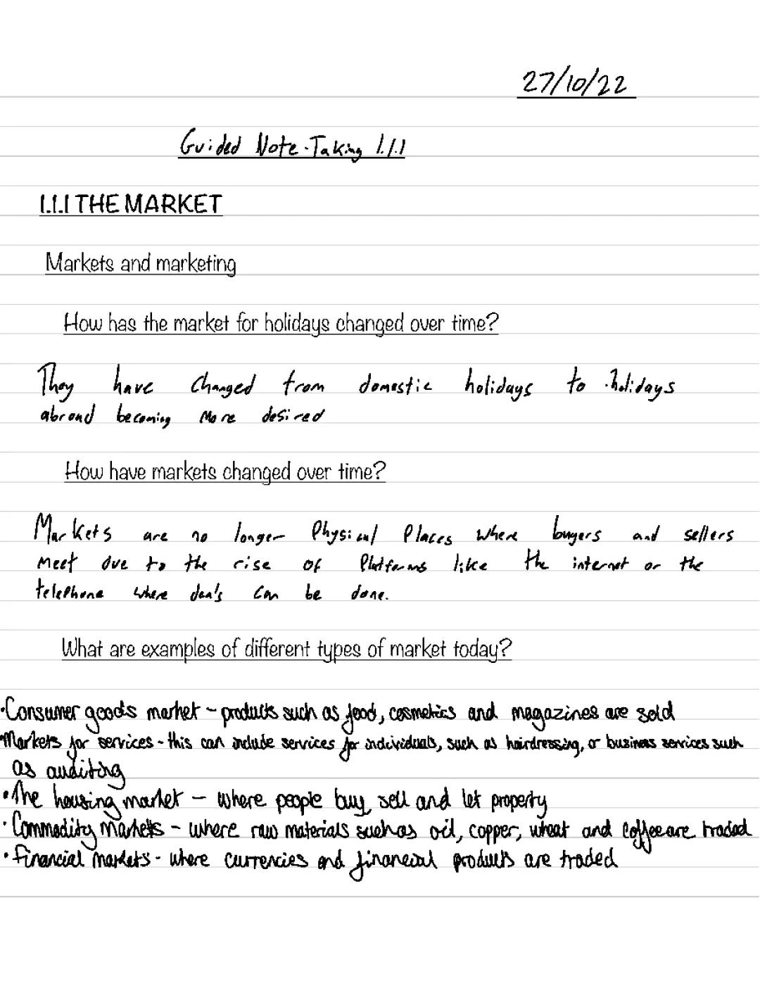 Meeting customer needs Business A Level