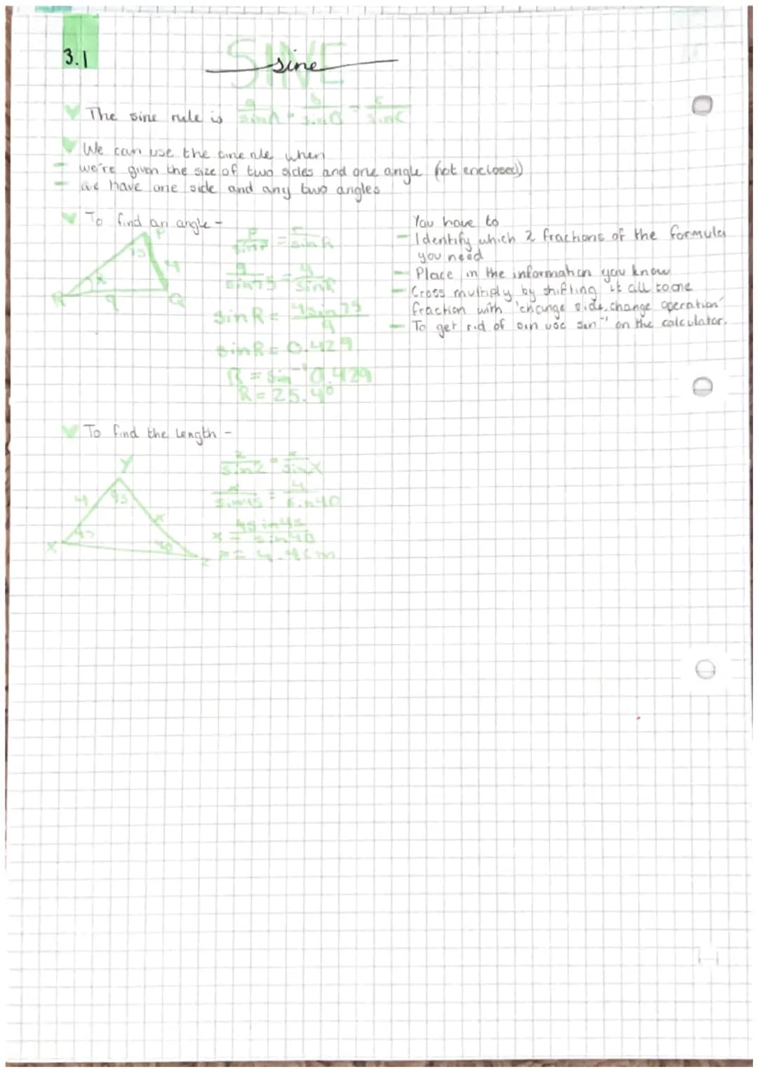 3.1
In all of trigonometry you'll have to know
about the different sides and angles labels.
trigf
area of a triangle-
Whatever the side is t