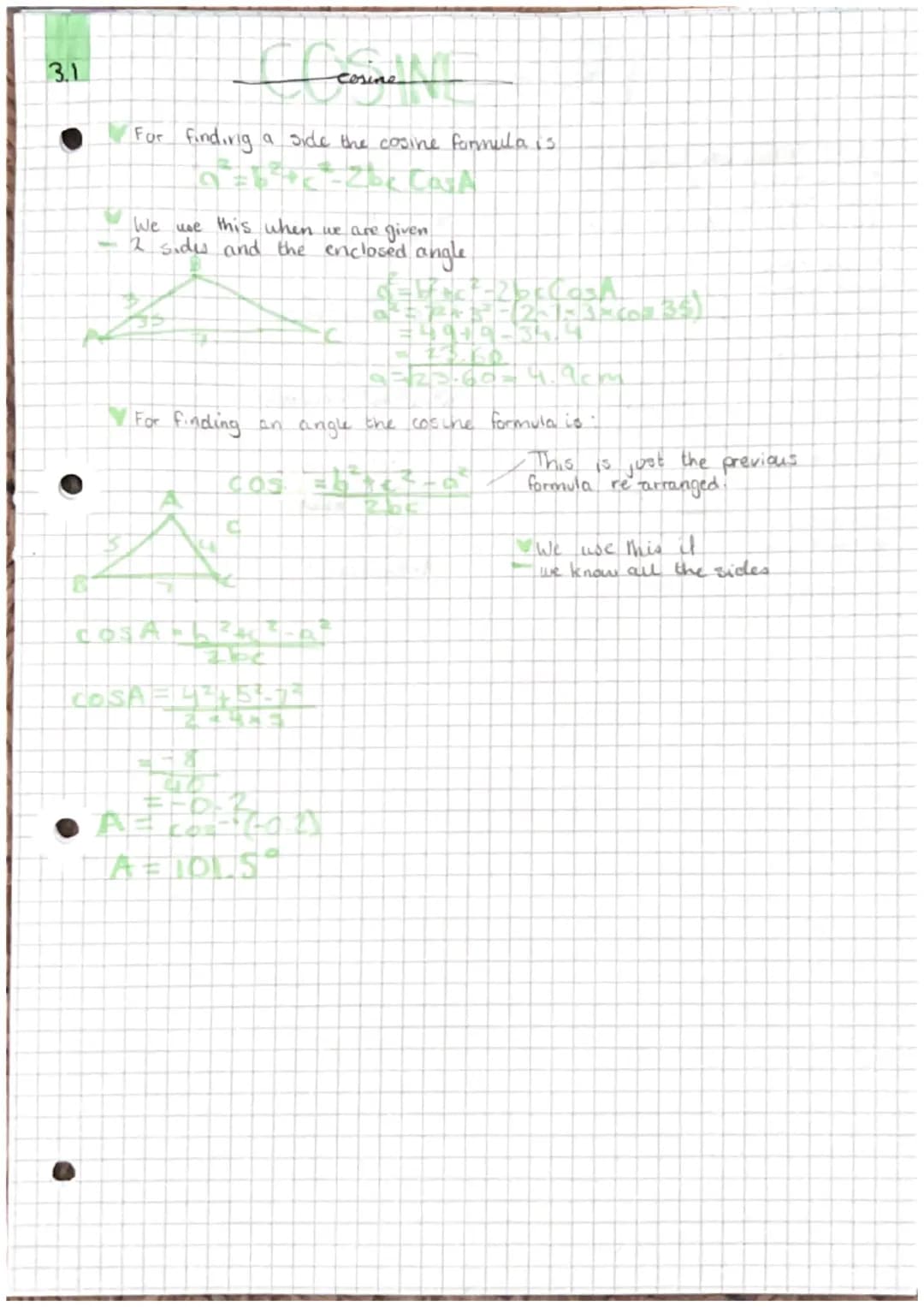 3.1
In all of trigonometry you'll have to know
about the different sides and angles labels.
trigf
area of a triangle-
Whatever the side is t