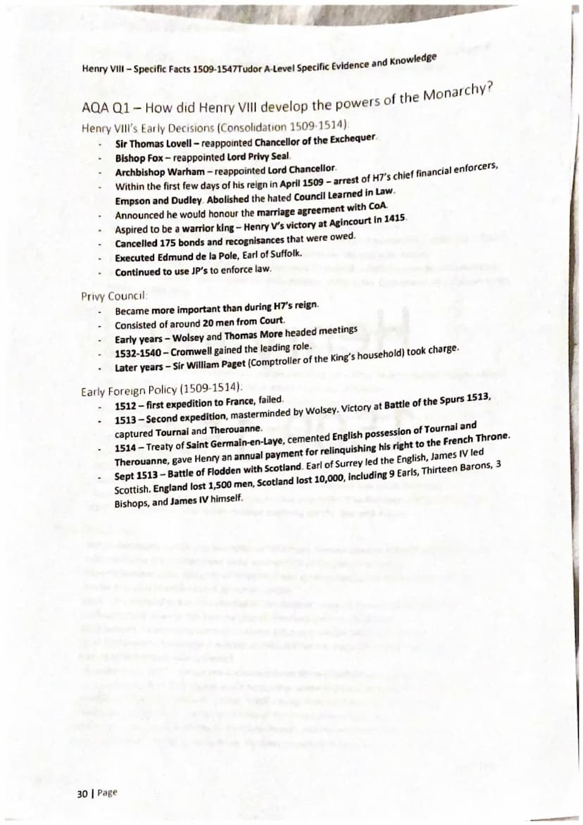 Henry Vill-Specific Facts 1509-1547Tudor A-Level Specific Evidence and Knowledge
29 Page
Henry VIII:
1509-1547 Henry VIII -Specific Facts 15