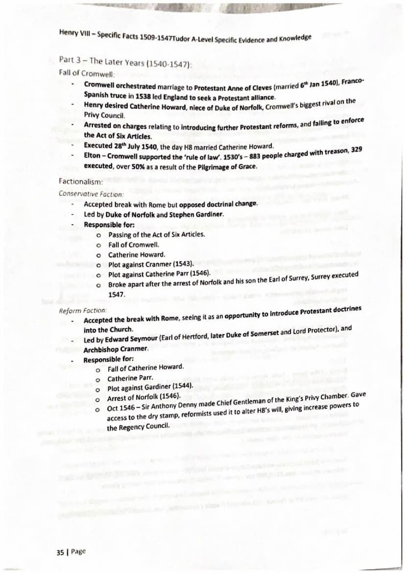 Henry Vill-Specific Facts 1509-1547Tudor A-Level Specific Evidence and Knowledge
29 Page
Henry VIII:
1509-1547 Henry VIII -Specific Facts 15