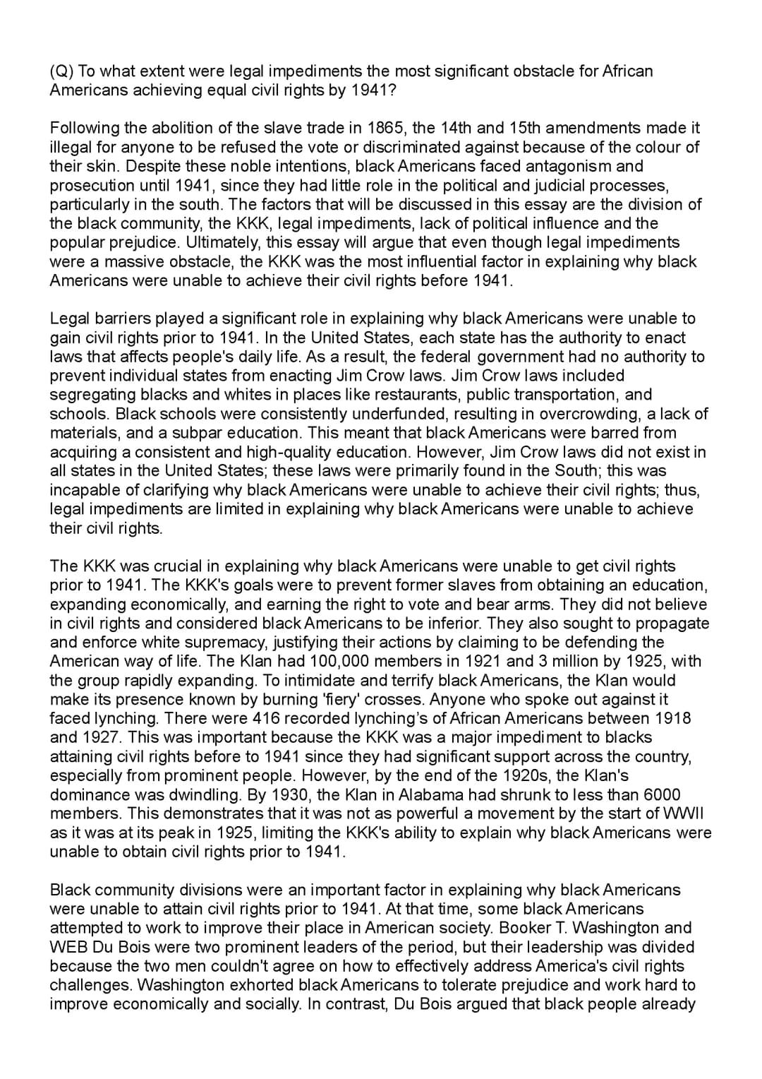 Obstacles to the Civil Rights Movement essay 
