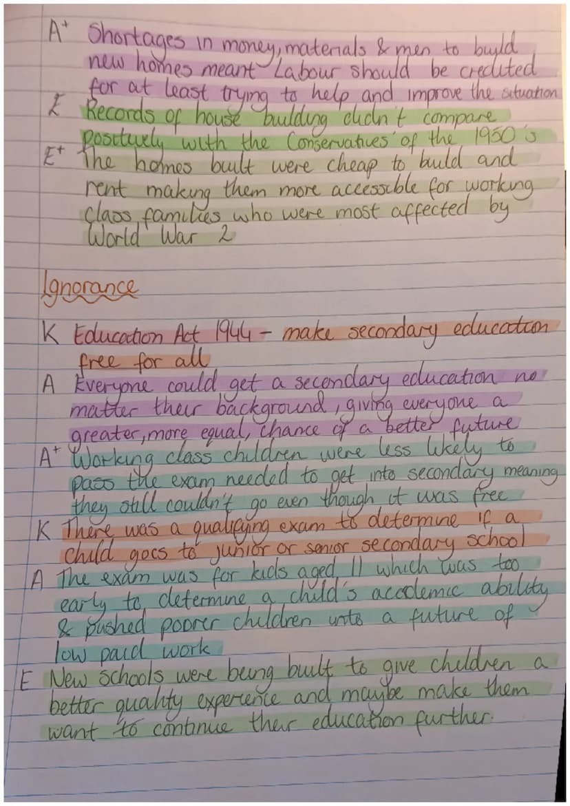 Issue 6 Essay
Q: "The social reforms of the Labour Government 1945-51 failed to deal
effectively with the needs of the people." How valid is