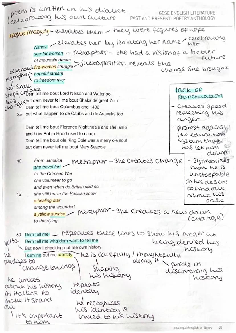 context A03
-Agard grew up in British Guiana in South Americas which
was nited by Britain at the time
British,
history Dem tell me
is
dnimme
