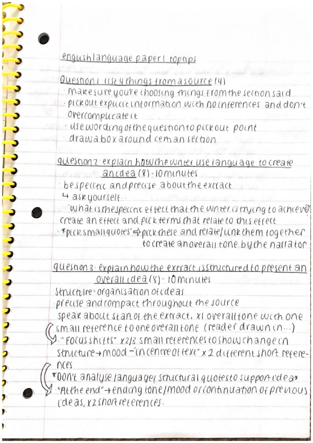engushlanguage paperl toptips

Questioni ust 4 things from a source (4)
- Make sure you're choosing things from the section said.
- Pickout 