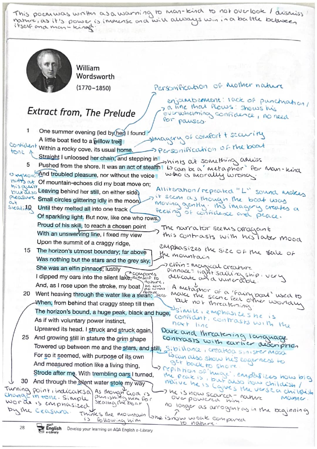 Extract from, The Prelude annotations