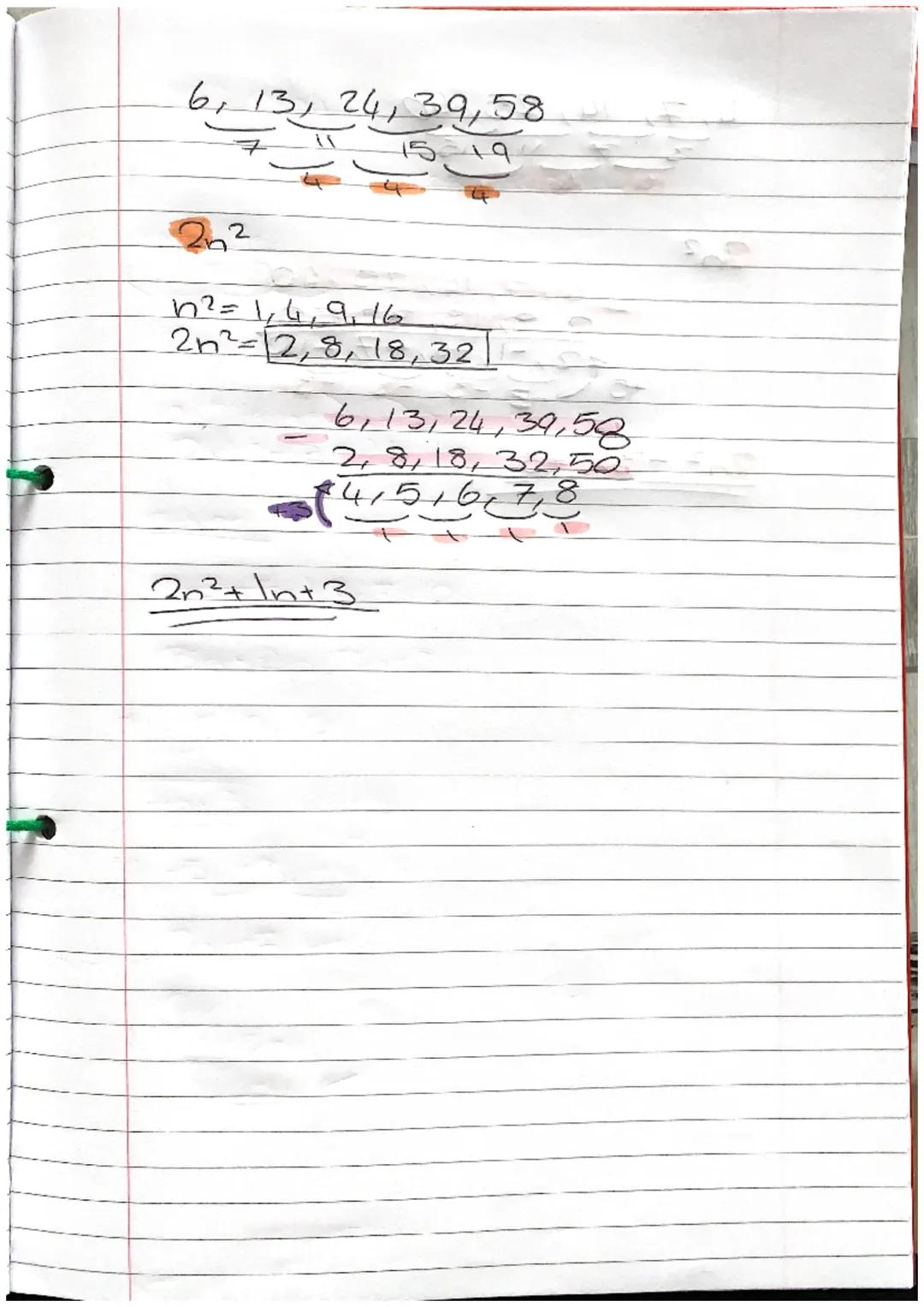 th
may
example
75, 7, 9, 11
+2
+2+2
2n+3
Silver
to the term = n=10
2x10+3=23
Sequences revision
3/5,7 1, 4, 7, 10
+3
3n+2 3n-2
2) 1, 5, 9, 1