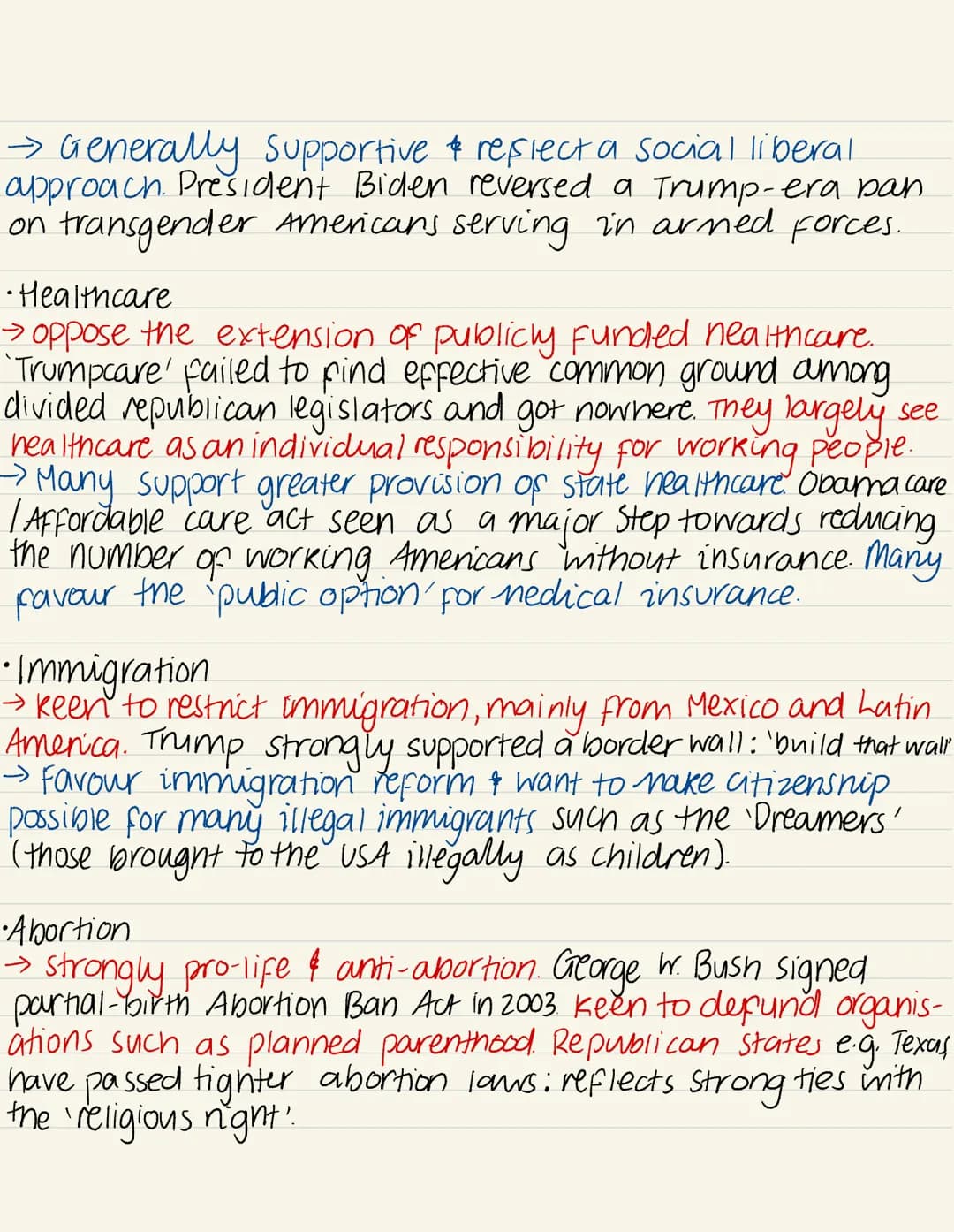 Political Parties
Republican
Democrat
Policy differences:
• Taxes.
→ Support cutting taxes of wealthy / corporations as
a way of generating 