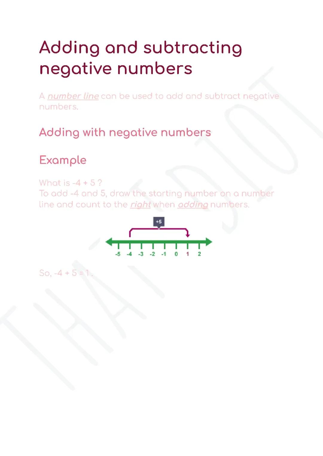 Adding and subtracting negative numbers
