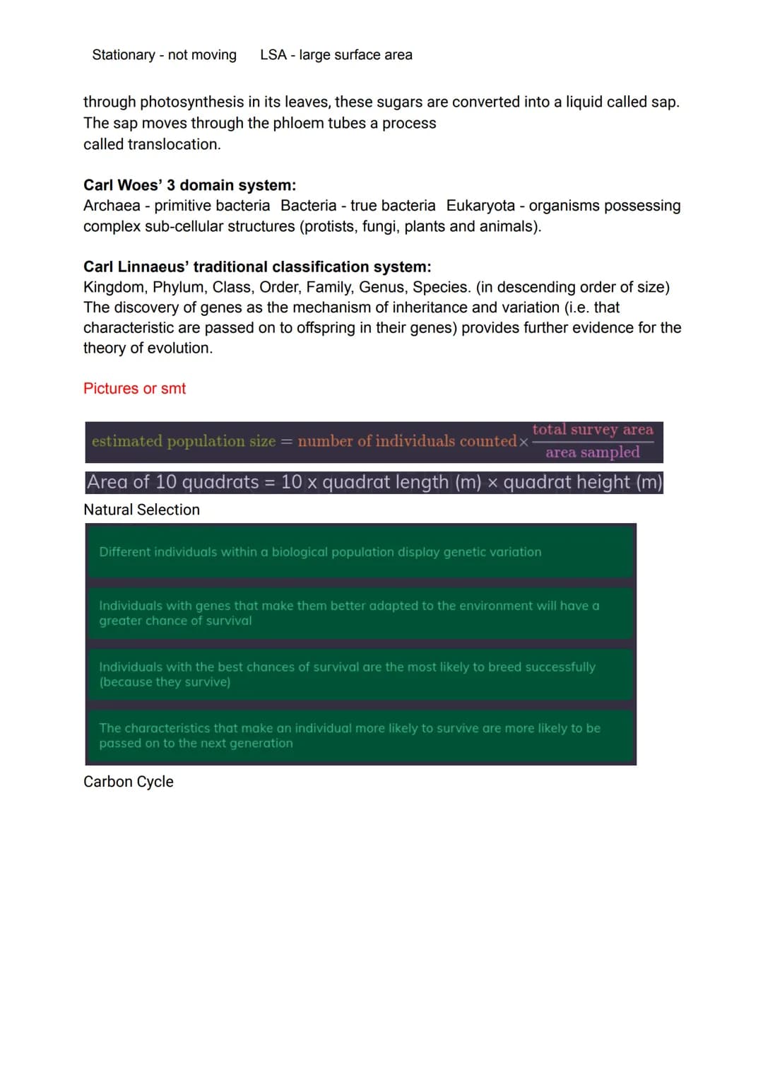 Stationary - not moving
Cells or smt
LSA - large surface area
Eukaryotic Cells - Plants, animals, fungi, protists, 10 - 100μm. Has nucleus, 