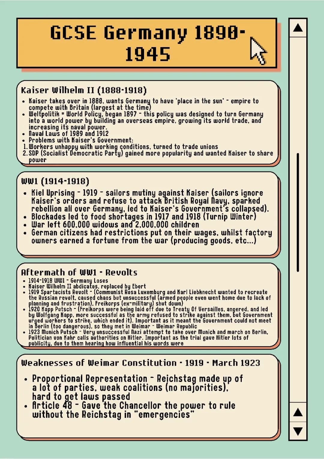 Detailed GCSE AQA History Notes Germany 1890-1945 PDF - Free & Answers