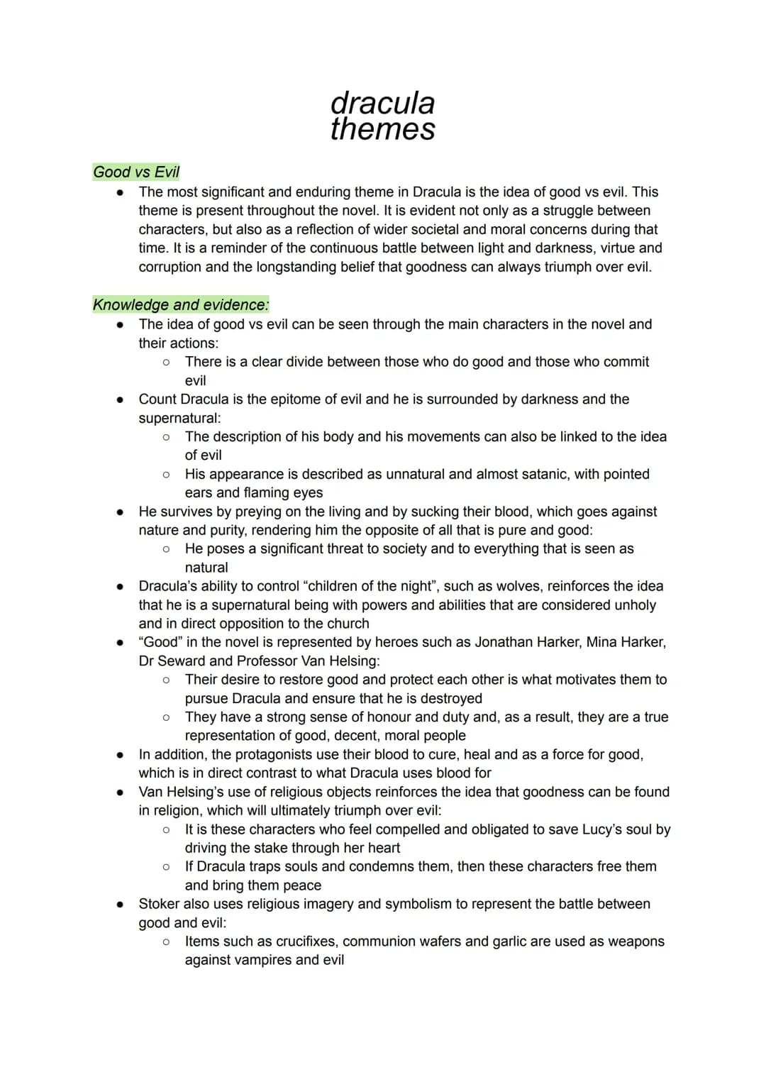 Dracula: Themes