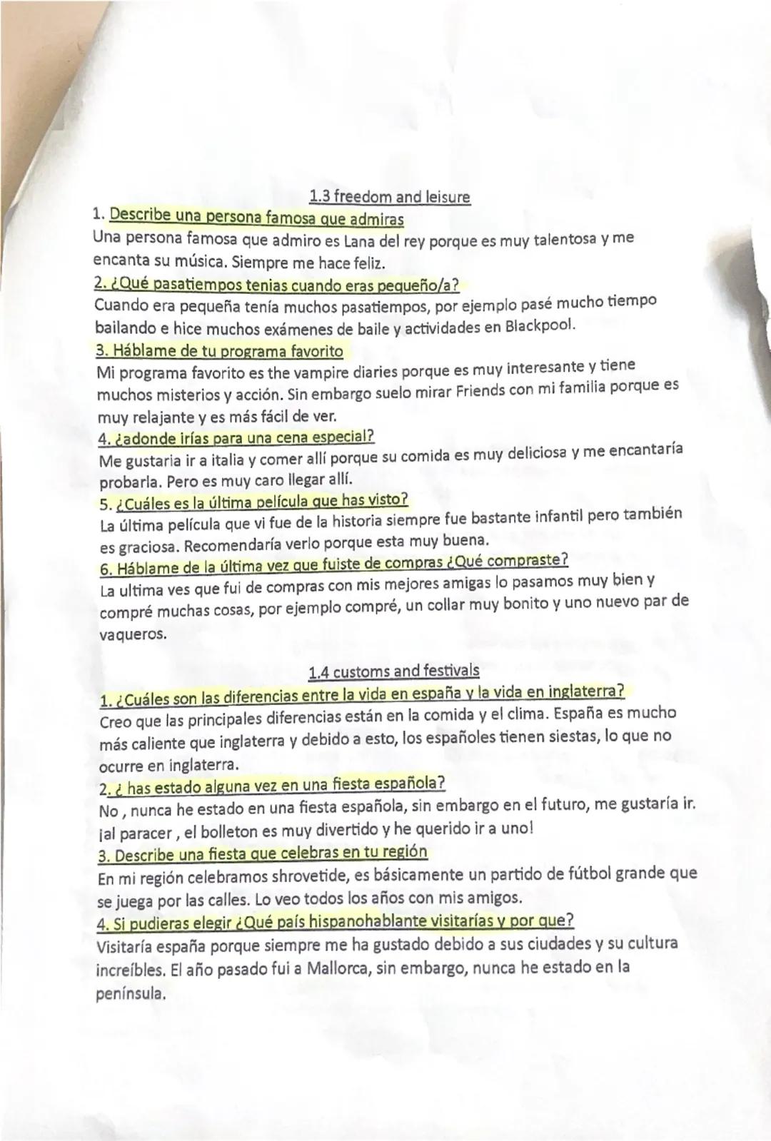 Approved

Spanish questions theme 1
Higher

1.1me, my family and friends
1. ¿como eras cuando eras mas joven?
Cuando era más joven era muy a