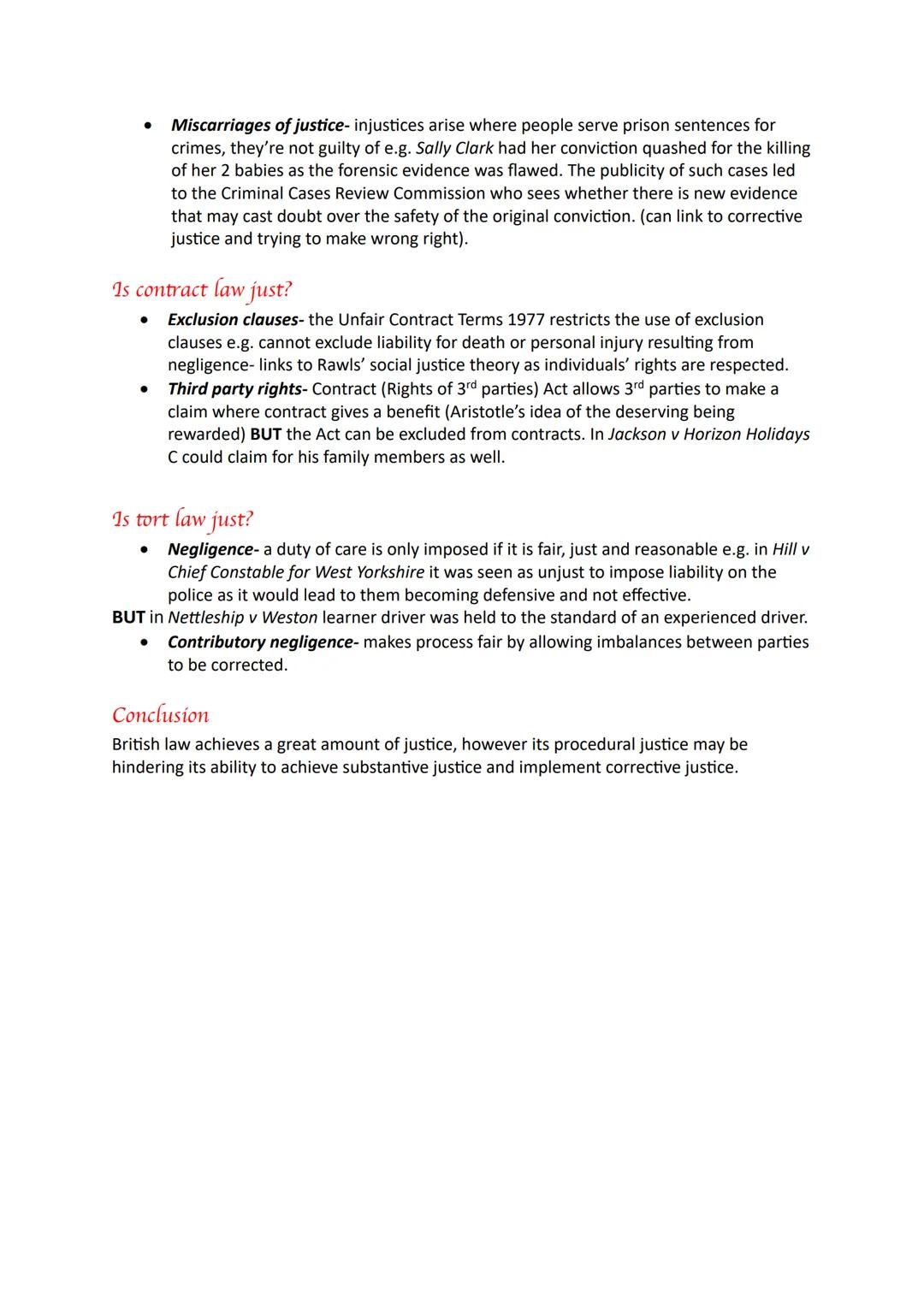 # Law and
# Justice # Introduction
For law to be considered just it needs to provide procedural and substantive justice (end
result). the de