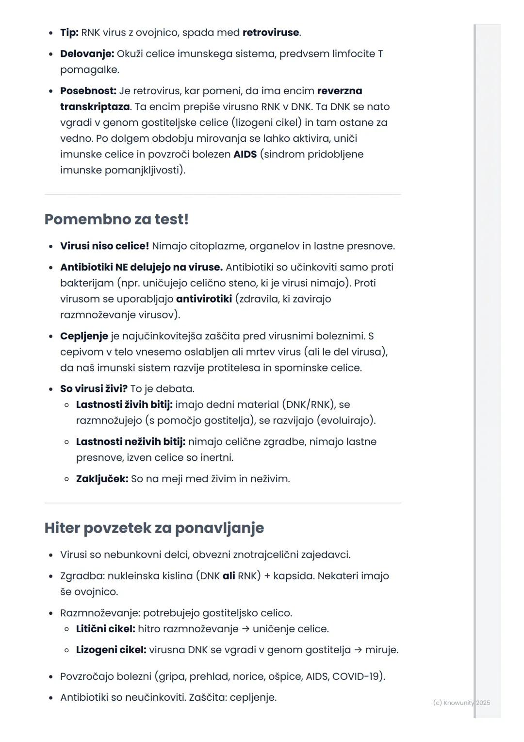 # Virusi – zgradba in pomen

Kaj so virusi?

Virusi so zelo majhni delci, manjši od bakterij. Niso celice, zato jih ne
uvrščamo med živa bit