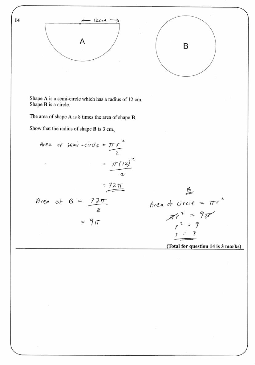 Name:
Instructions
●
Use black ink or ball-point pen.
• Answer all Questions.
• Answer the Questions in the spaces provided
●
Area and Circu