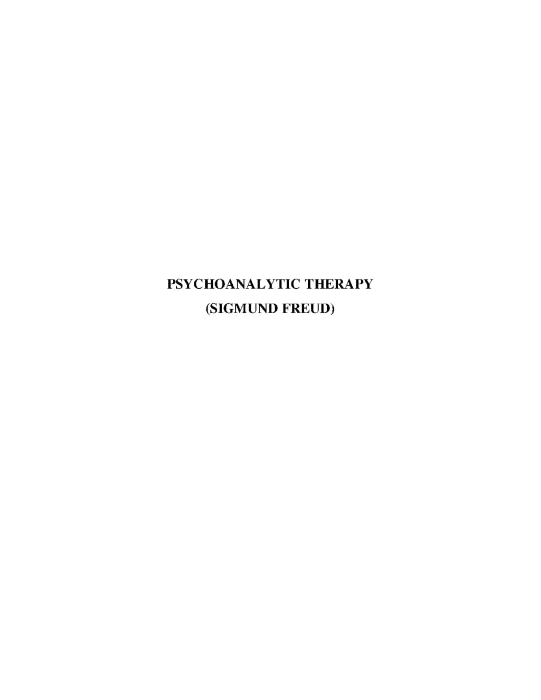 Psychoanalytic Therapy by Sigmund Freud