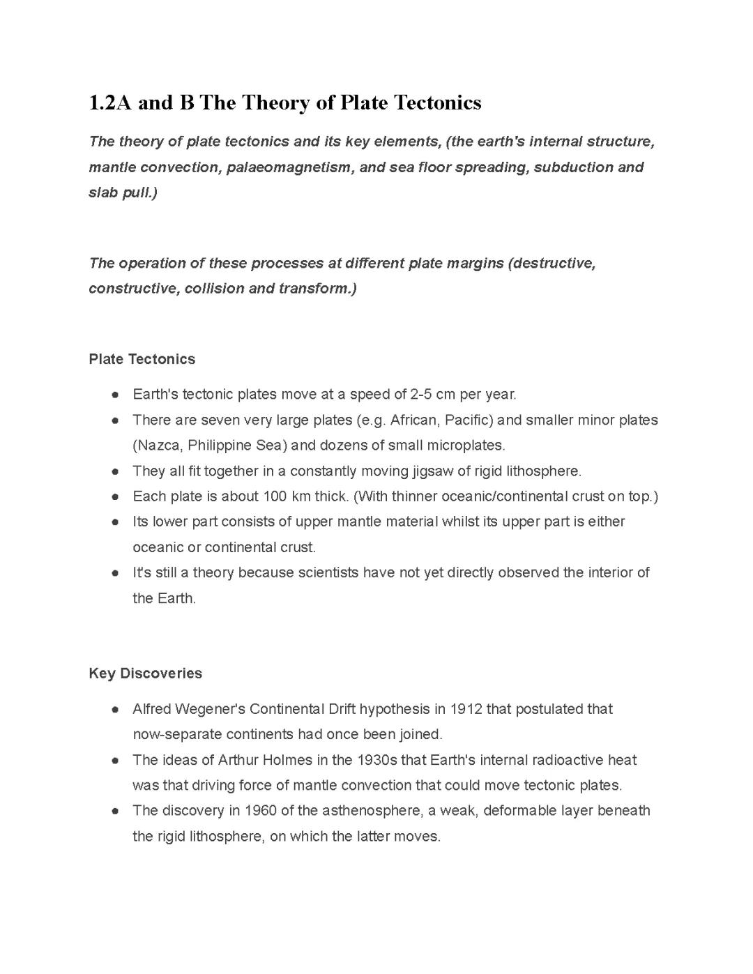 1.2A and B The Theory of Plate Tectonics
