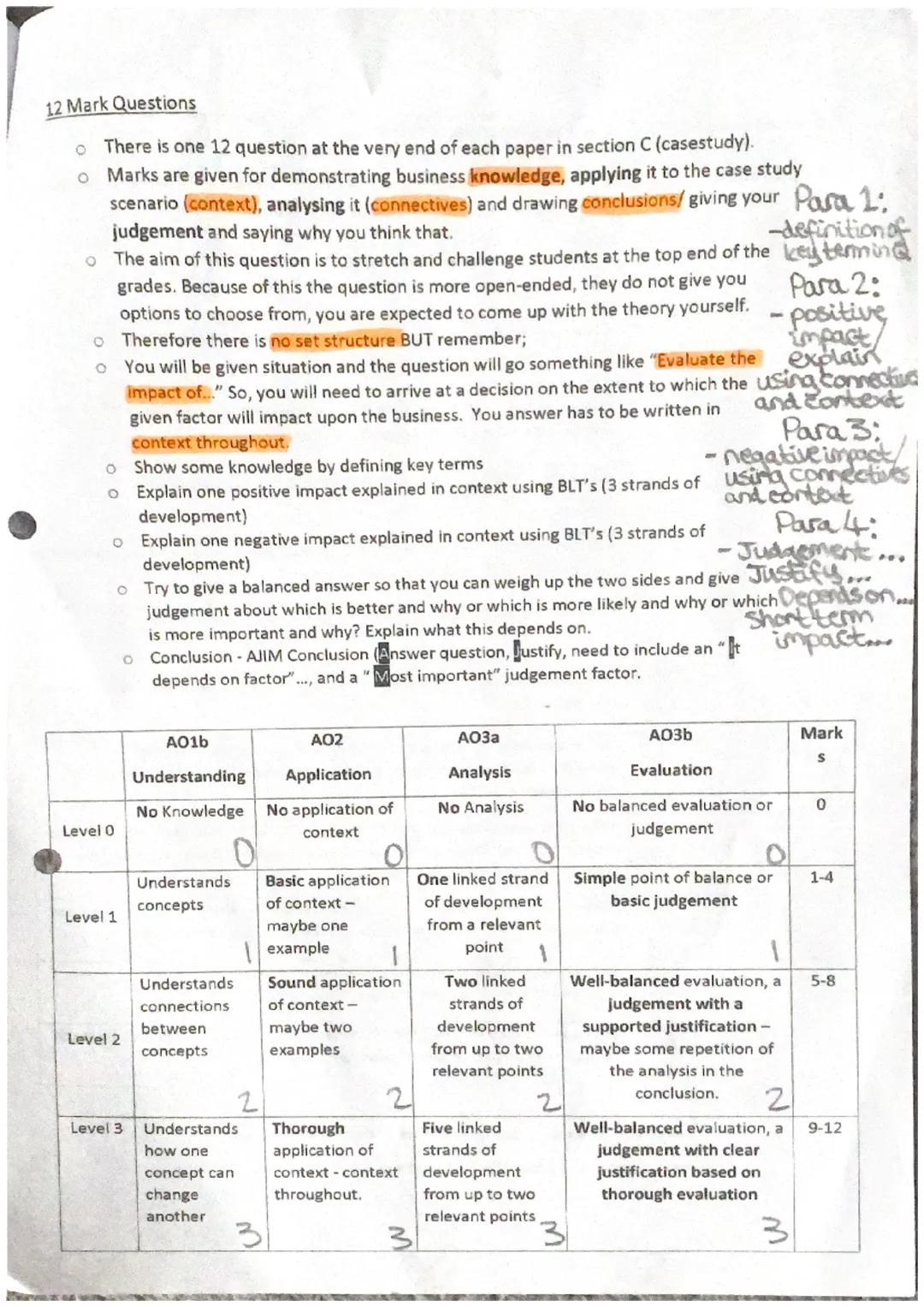 9 and 12 Mark Questions

9 Mark Questions
➤ There are two 9 mark questions on each exam paper. Spend approx. 11-14 mins on
each.
➤ At the en