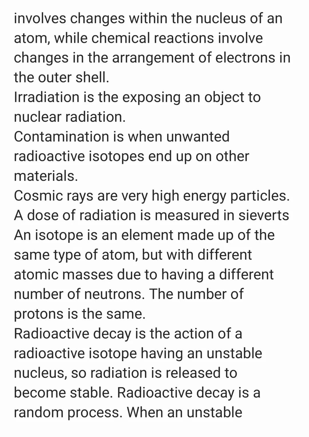 Paper 1:
Atomic structure and Radioactivity:
Atomic particles:
A proton has a positive charge with a
mass of 1.
A neutron is neutral so has 