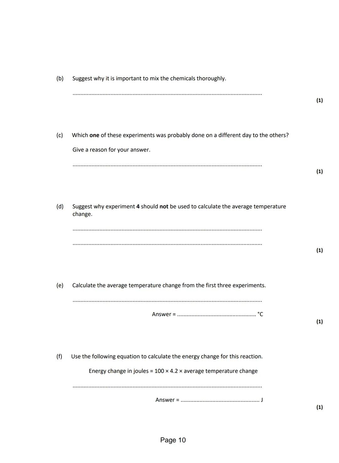 
<p>Q1. A student investigated the temperature change when zinc reacts with copper sulfate solution. The student used a different concentrat