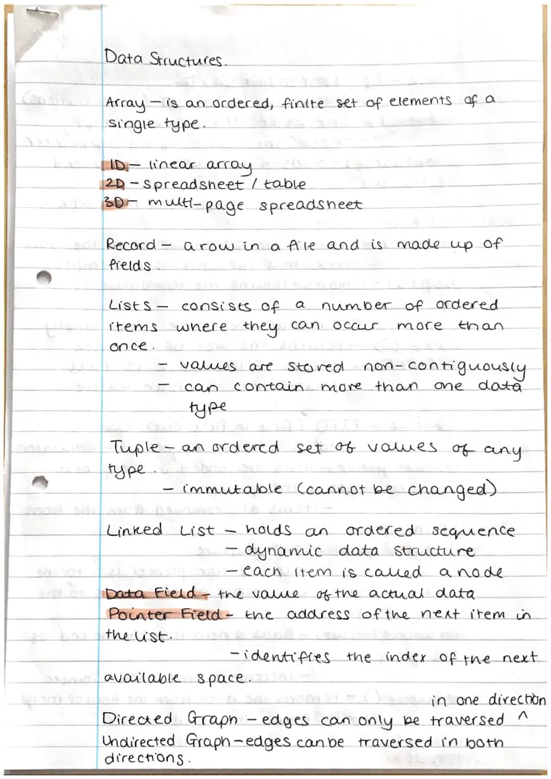 Data Structures.

Array is an ordered, finite set of elements of a
single type.

ID-linear array
2D-Spreadsheet / table
3D- multi-page sprea