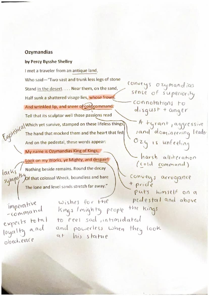First person
poem
passing
time
famously an oppressive ruler
symbolizes
the relentless
of"
A03 context
Ly The Greek
name for
Ramses 11 -Egypt