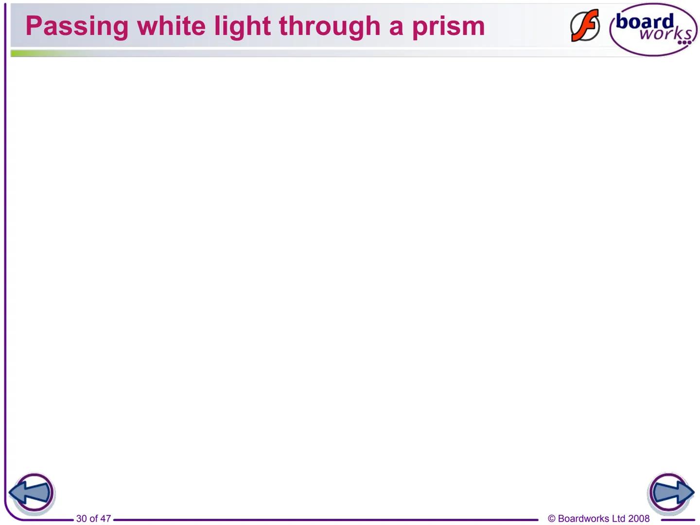 F
FLASH
ENABLED
KS3 Science
Light
Indicates a Flash activity.
Indicates a virtual experiment.
1 of 47
board,
works
Indicates an accompanying