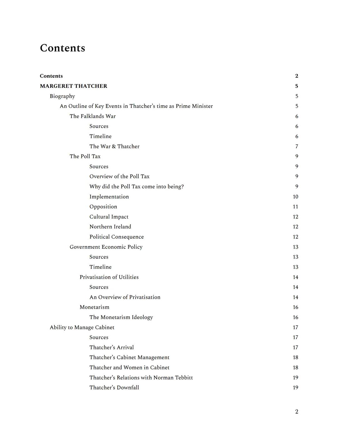 PM and Cabinet: Comparing Pre- and Post-
1997 Prime Ministers
Thatcher and Cameron
1 Contents
Contents
MARGERET THATCHER
Biography
An Outlin