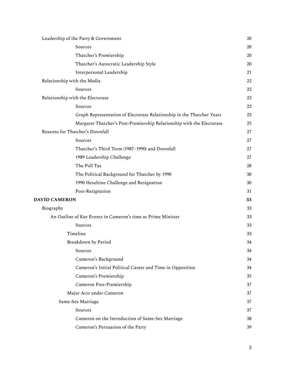 PM and Cabinet: Comparing Pre- and Post-
1997 Prime Ministers
Thatcher and Cameron
1 Contents
Contents
MARGERET THATCHER
Biography
An Outlin