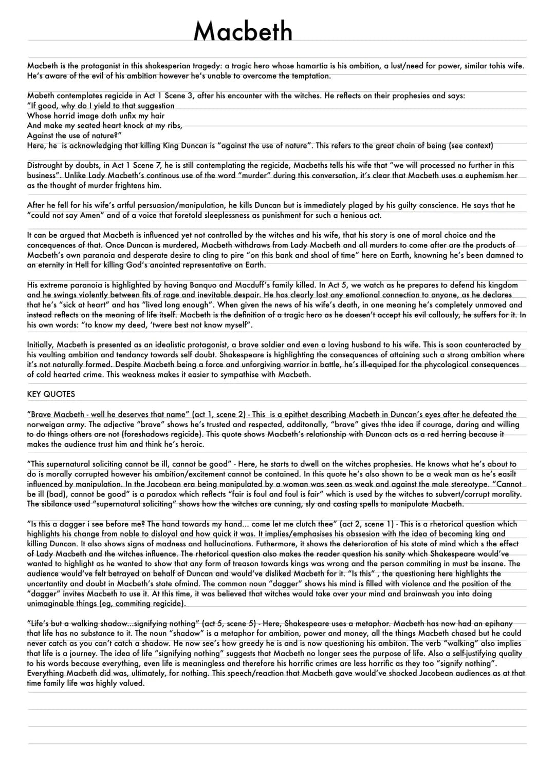Macbeth character profile