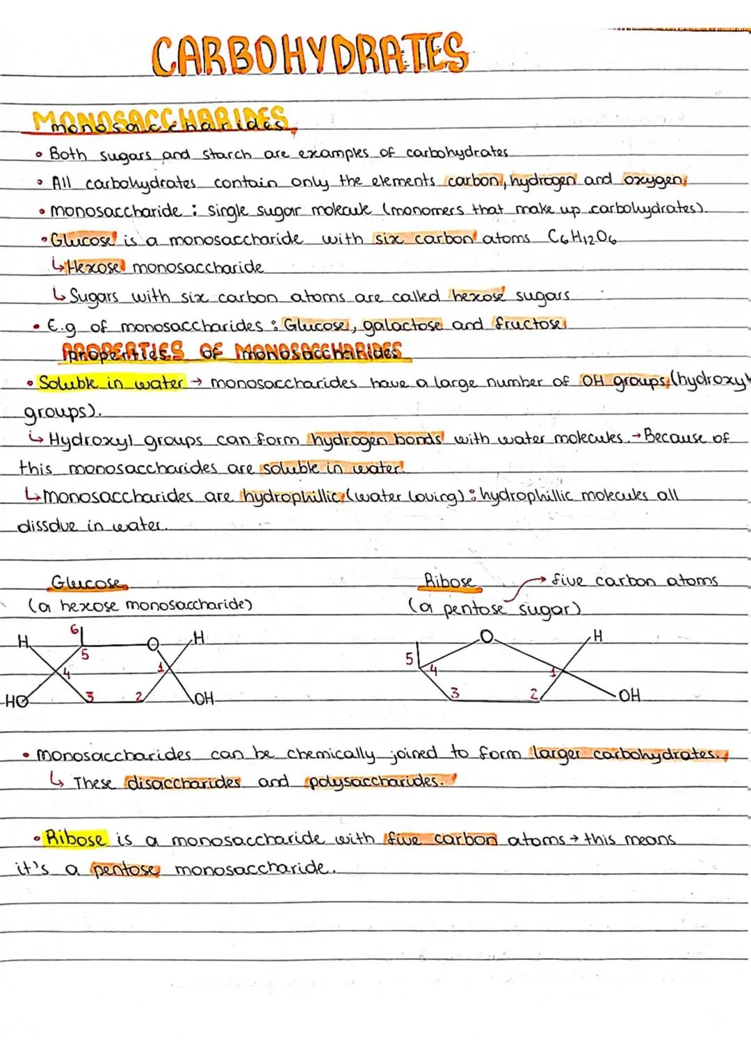 Monosaccharides and disaccharides 
