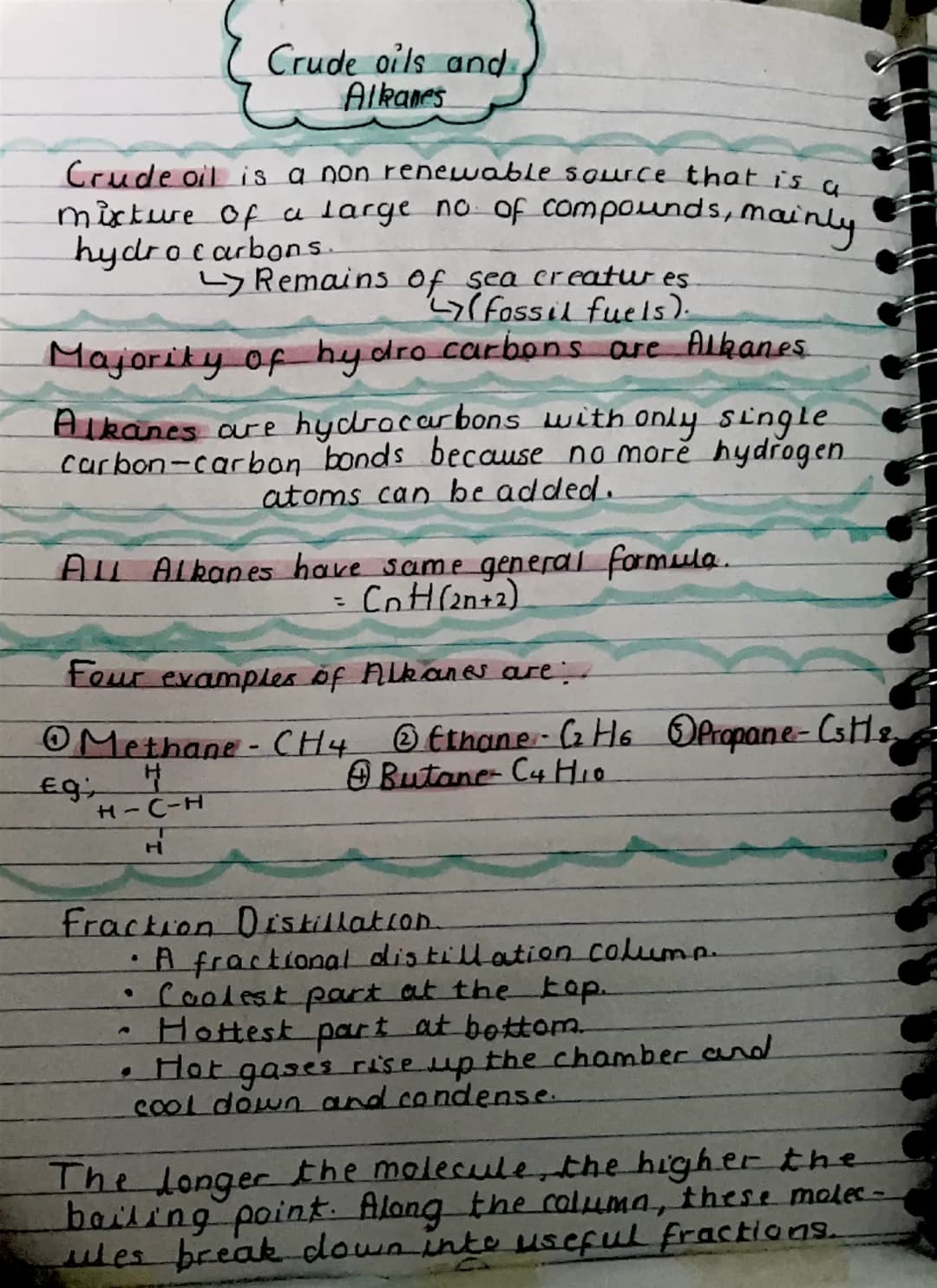 Crude oils and.
Alkanes
Crude oil is a non renewable source that is a
mixture of a large no of compounds, mainly
hydrocarbons.
Remains of se