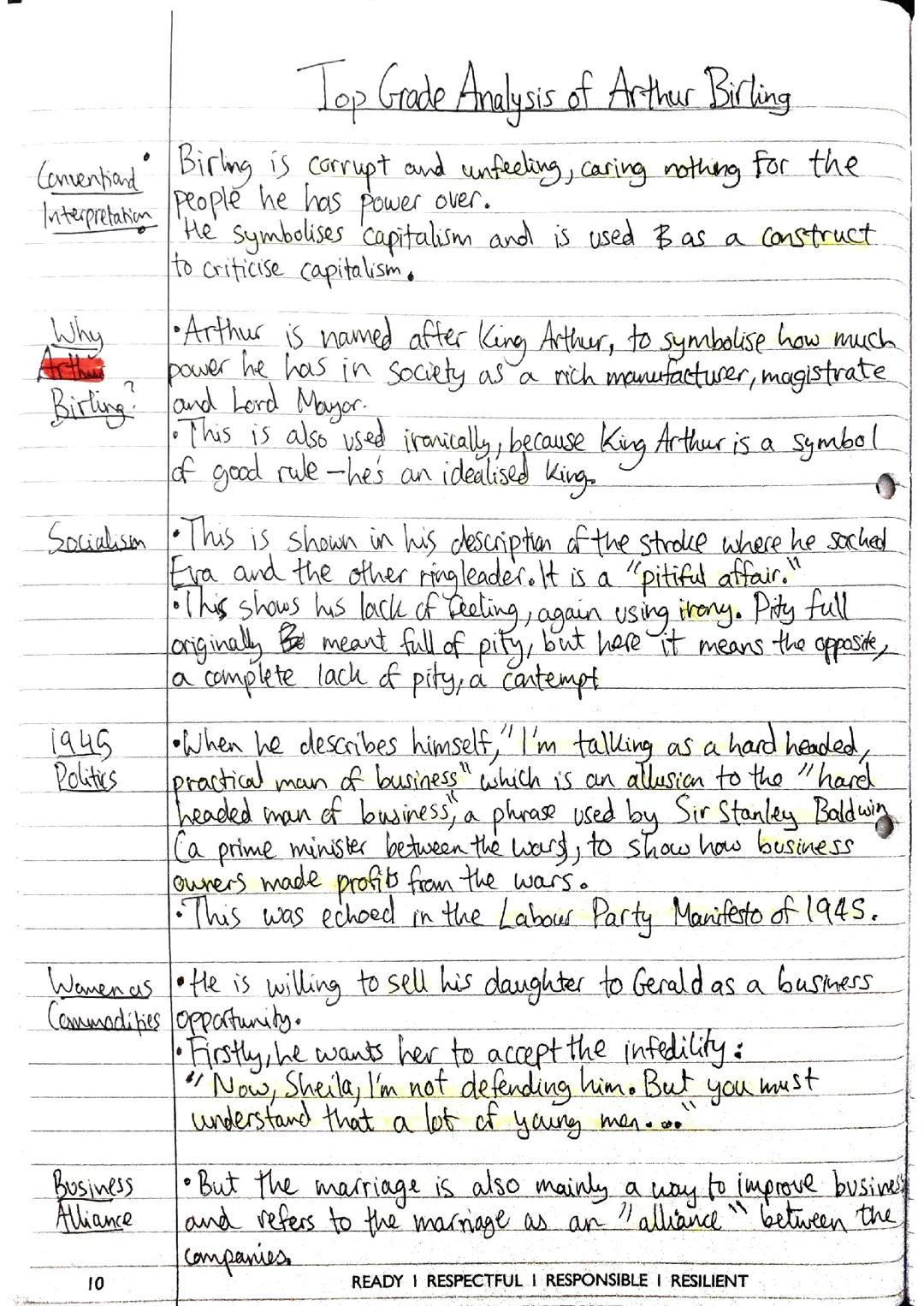 More Grade 9 An Inspector Calls Revision Notes