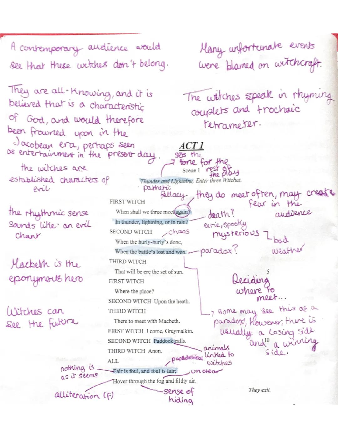 Act 1 Scene 1 Macbeth Annotations