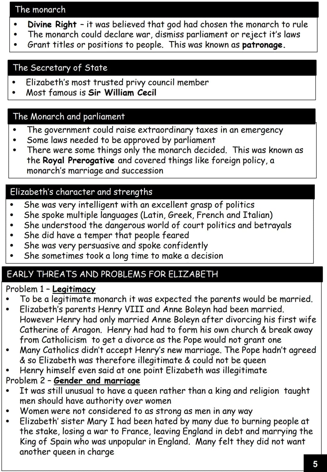 GCSE History
Elizabethan Age, 1558-1603
Name:
Revision guide Queen Elizabeth I
King Philip II
Pope Pius V
Mary, Queen of Scots
Mary of Guise