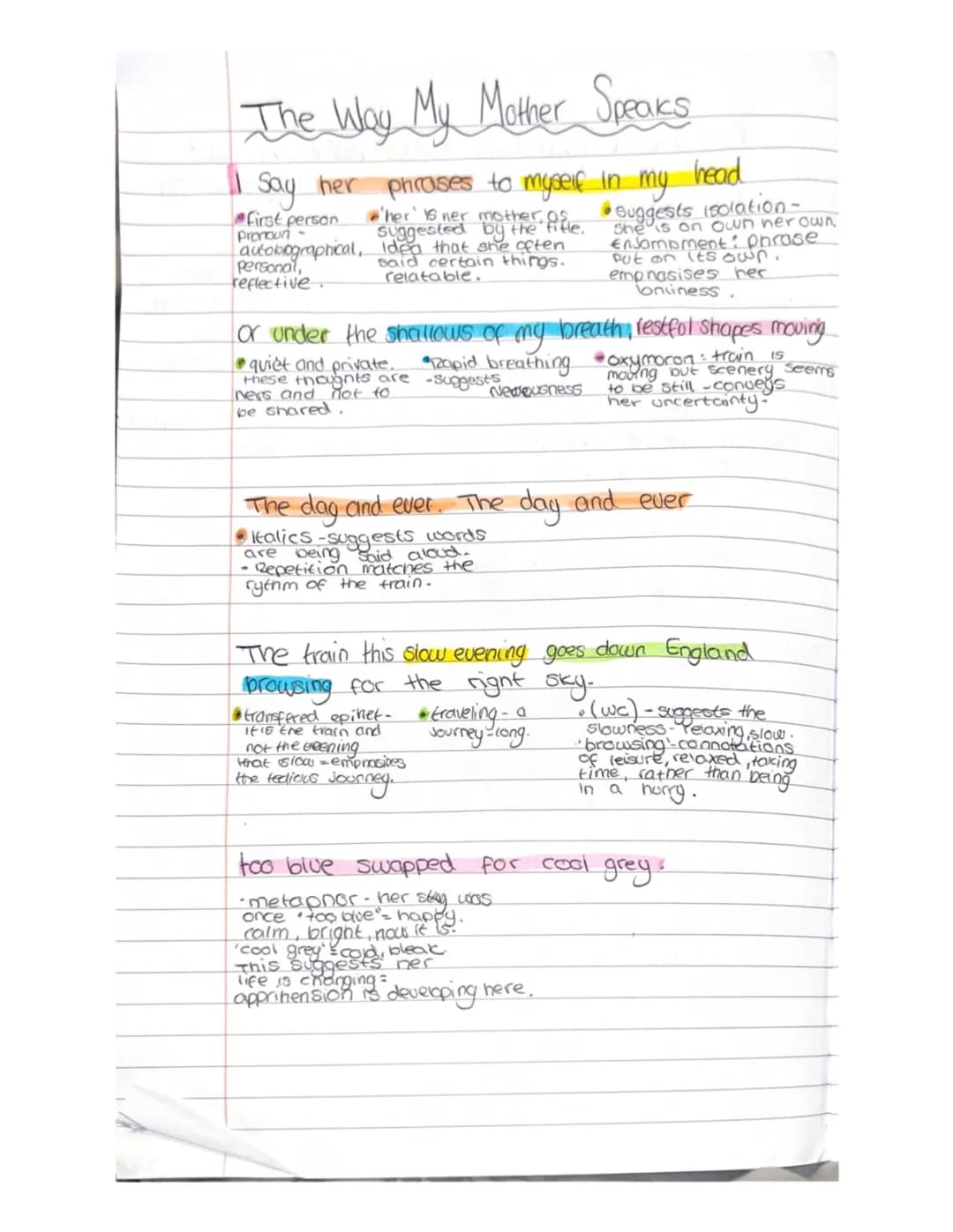 The Way My Mother Speaks Poem Analysis for National 5 English - Carol Ann Duffy