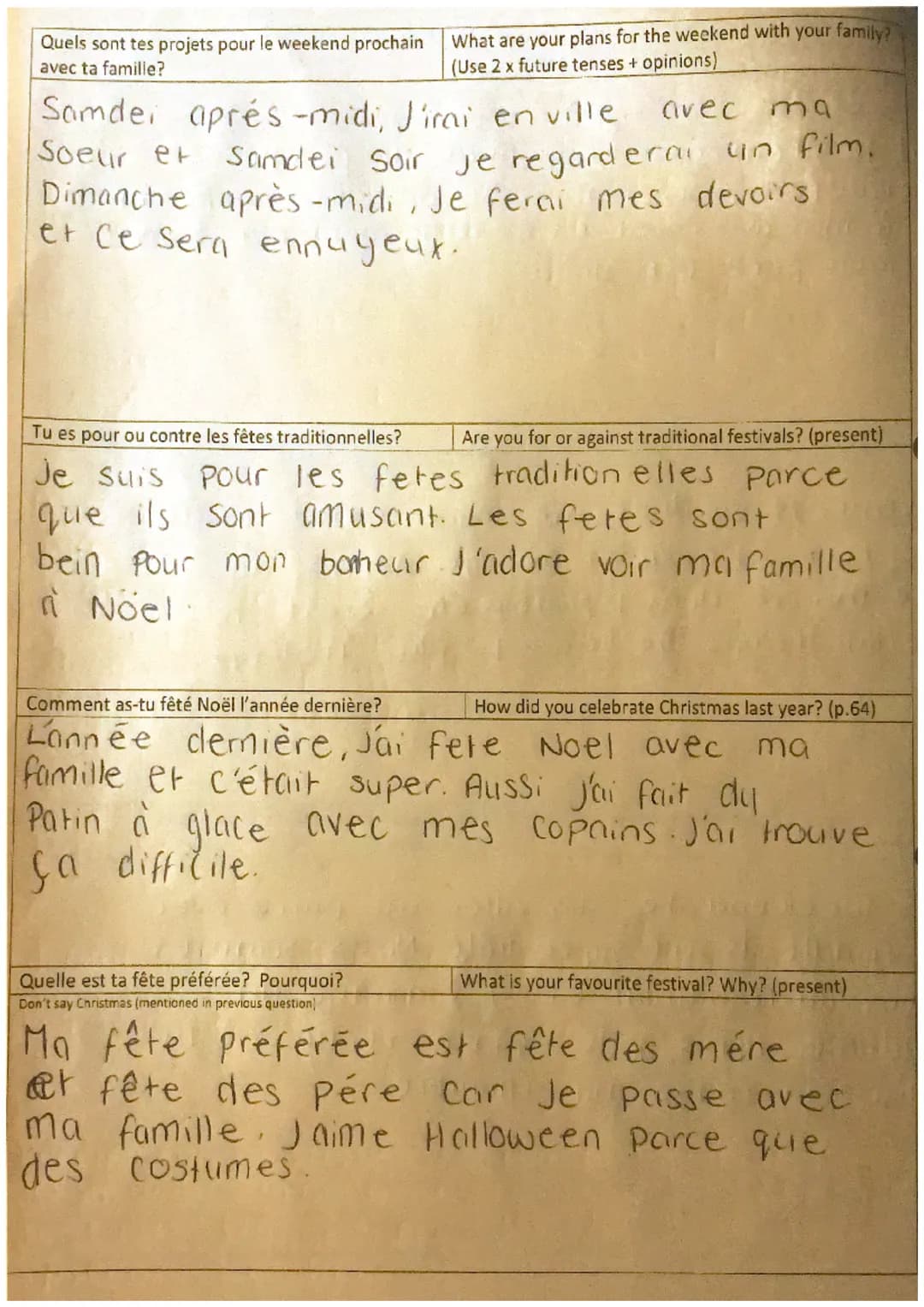 Name:
FINAL GCSE French General Conversation Questions 2023
General Conversation skills account for 12.5% of your overall GCSE grade, or 50%