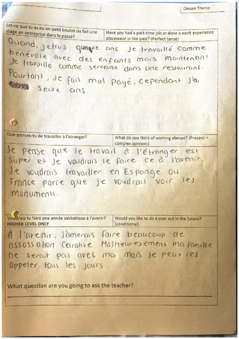 Name:
FINAL GCSE French General Conversation Questions 2023
General Conversation skills account for 12.5% of your overall GCSE grade, or 50%