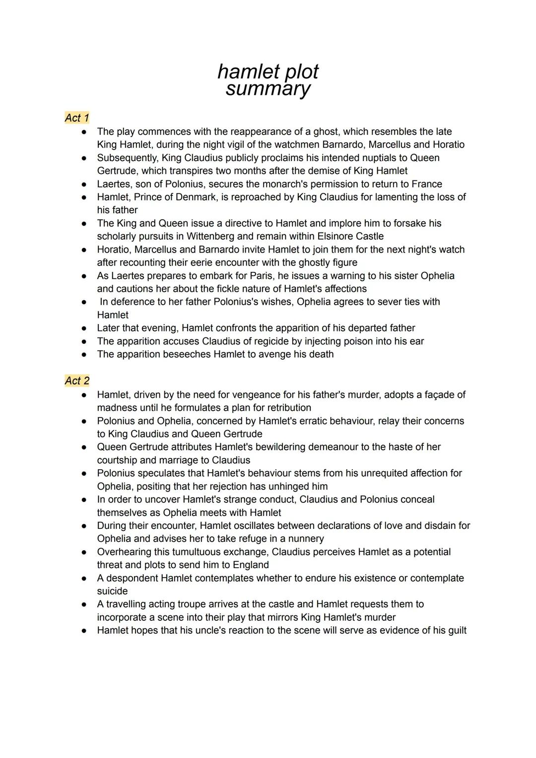 Hamlet: Plot summary