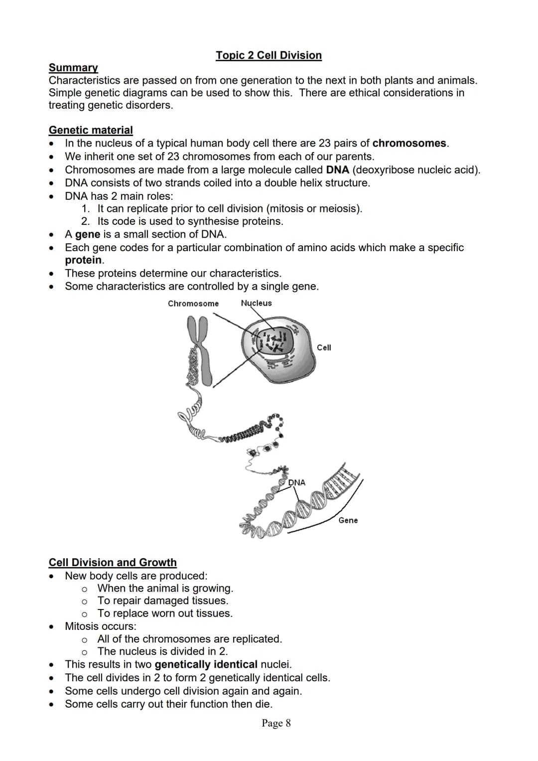 blogy
AQA
GCSE Biology
Paper 1
Summary Notes
Page 1 Summary
All living things are made up of cells. The structures of different types of cel