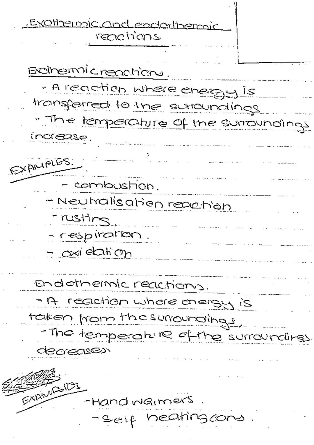Exothermic and endothermic reactions