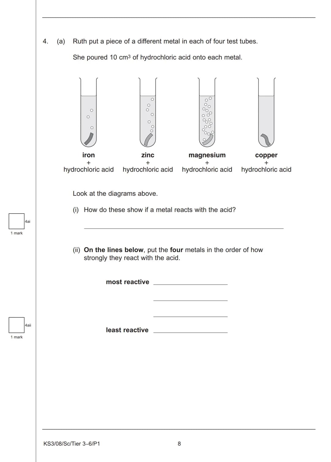 Sc
KEY STAGE
3
TIER
3-6
2008
Science test
Paper 1
First name
Last name
School
Remember
■
■ Try to answer all of the questions.
The number of