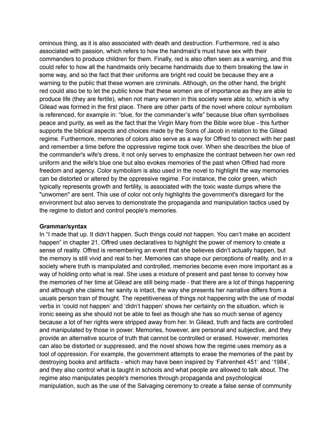 Explore the significance of memories in the novel. You should consider:
The presentation of memories in the extract below and at different p